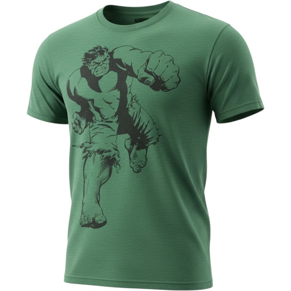 Marvel Comics Hulk Graphic T-Shirt Mens Small Green Heathered Short Sleeve Tee